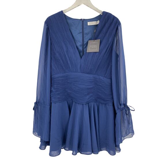 MAC DUGGAL Dress Size 12 Evening Gown Mini Navy Blue NEW Pleated V Neck - Picture 6 of 10